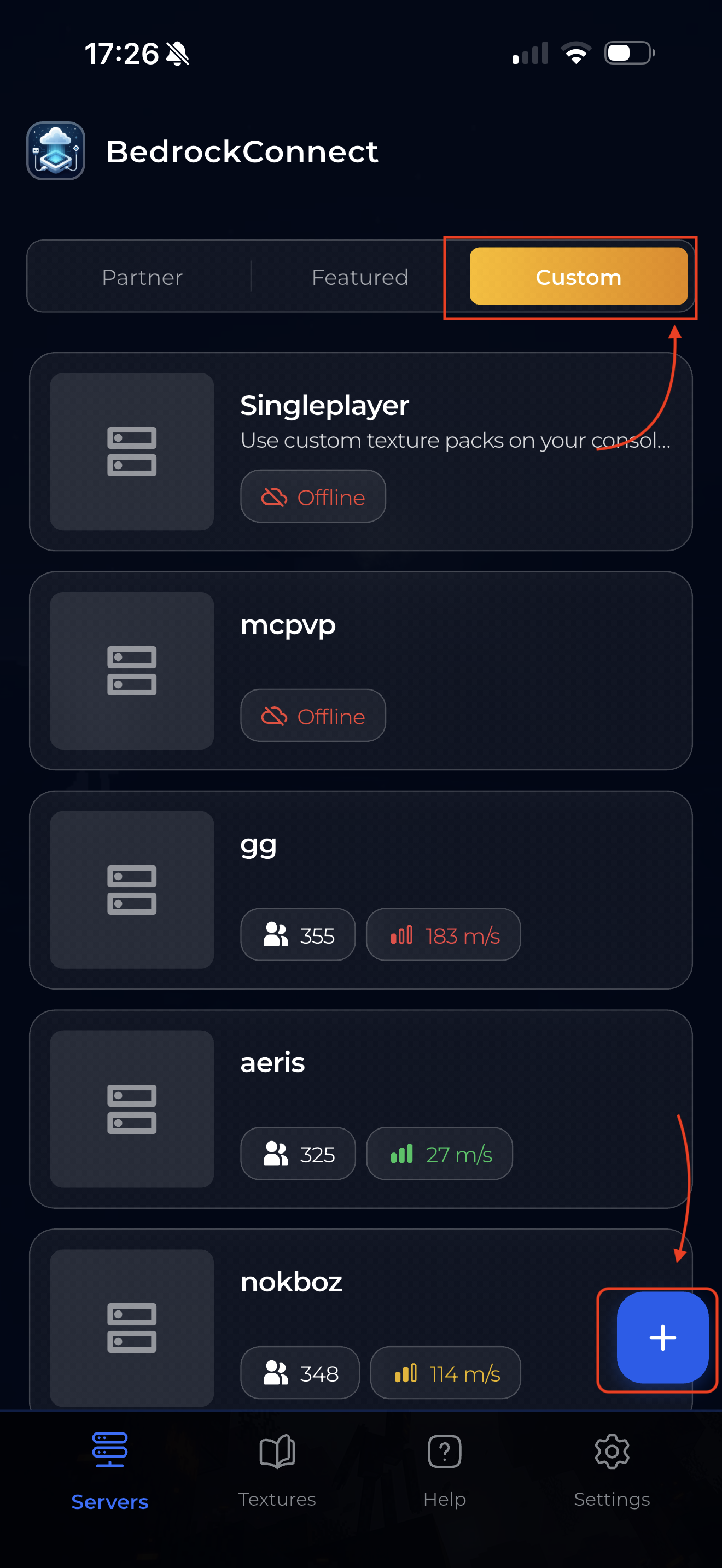 Custom tab with + button