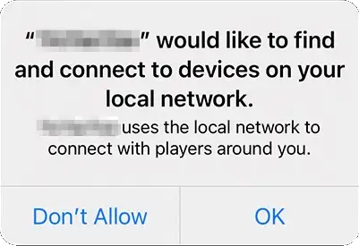 iOS Local Network permission popup