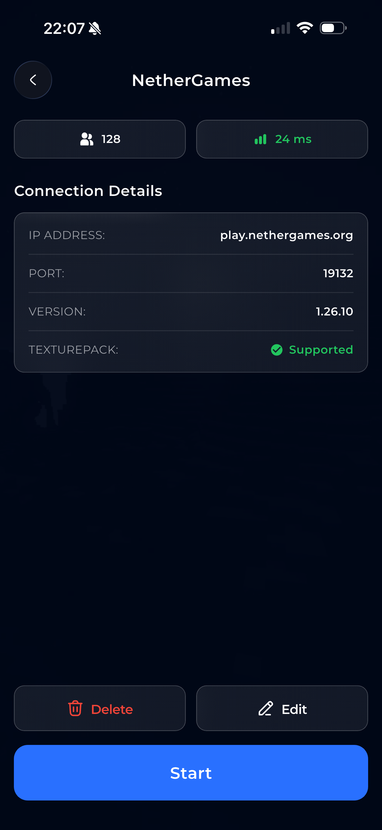Server with Start button